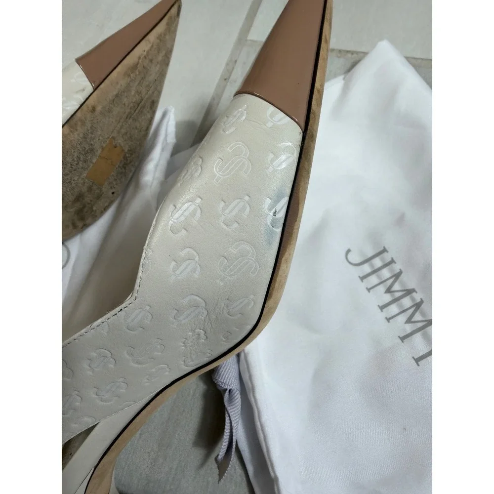 Jimmy Choo Liya 65 Slingback Pumps Ballet Pink Latte Monogram Leather 41